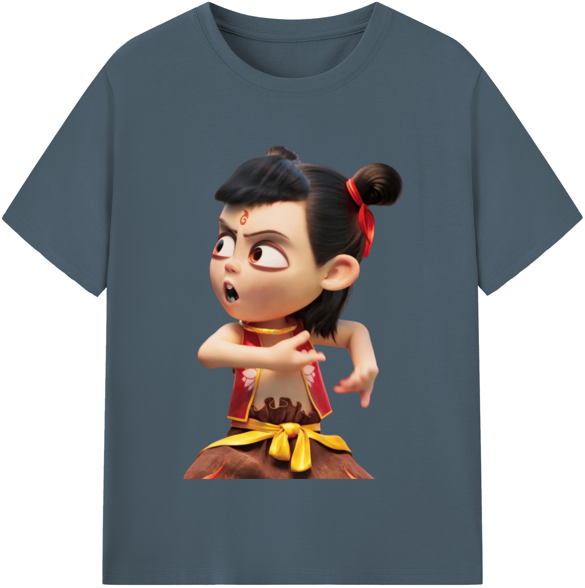 （画像用） Ne Zha 2 ナタ 魔童の大暴れ 綿100％半袖Tシャツ（フロントプリント）